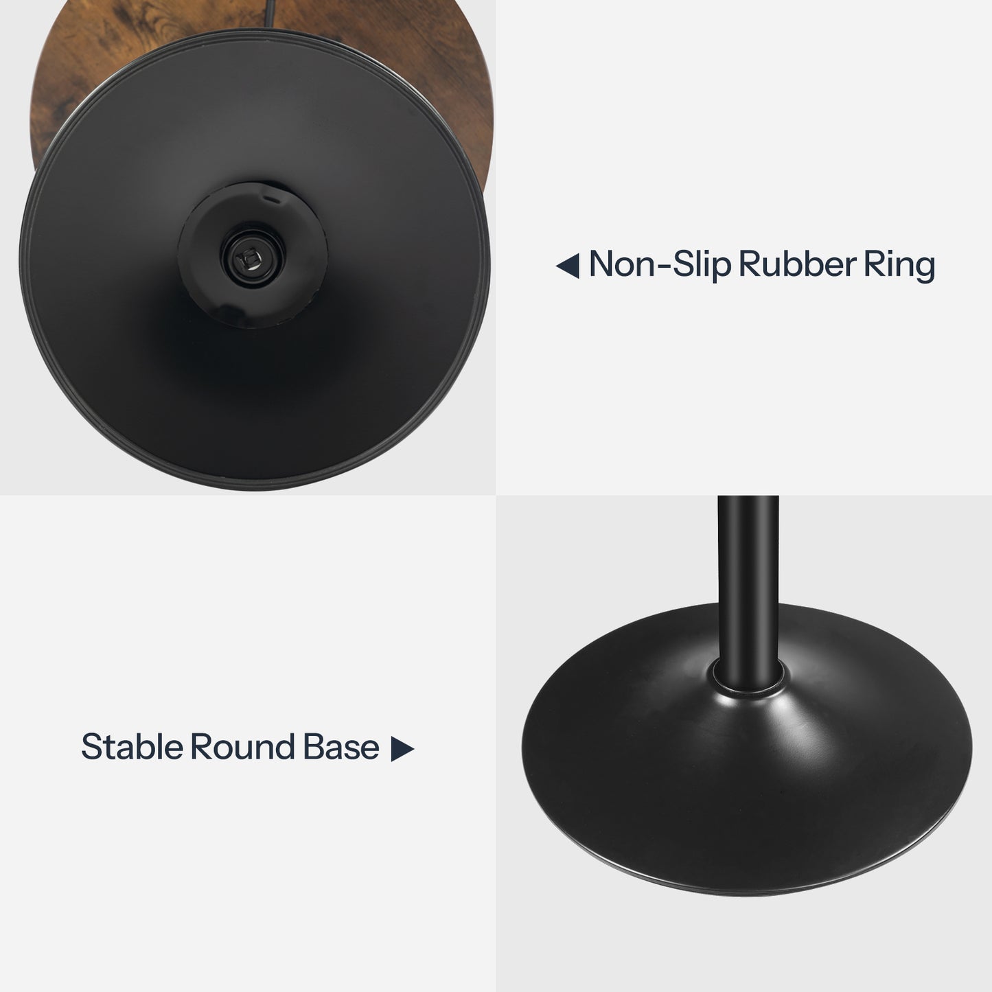 HOOBRO 27-35.4 Inch Height-Adjustable Round Bar Table with Sturdy Base