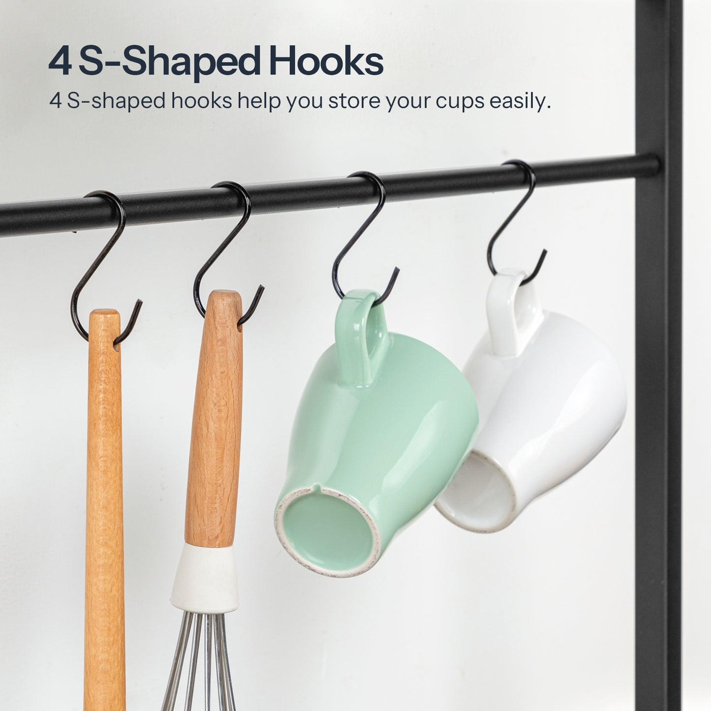 HOOBRO 35.4-inch Bakers Rack with Power Outlet & Mesh Basket & Microwave Bracket