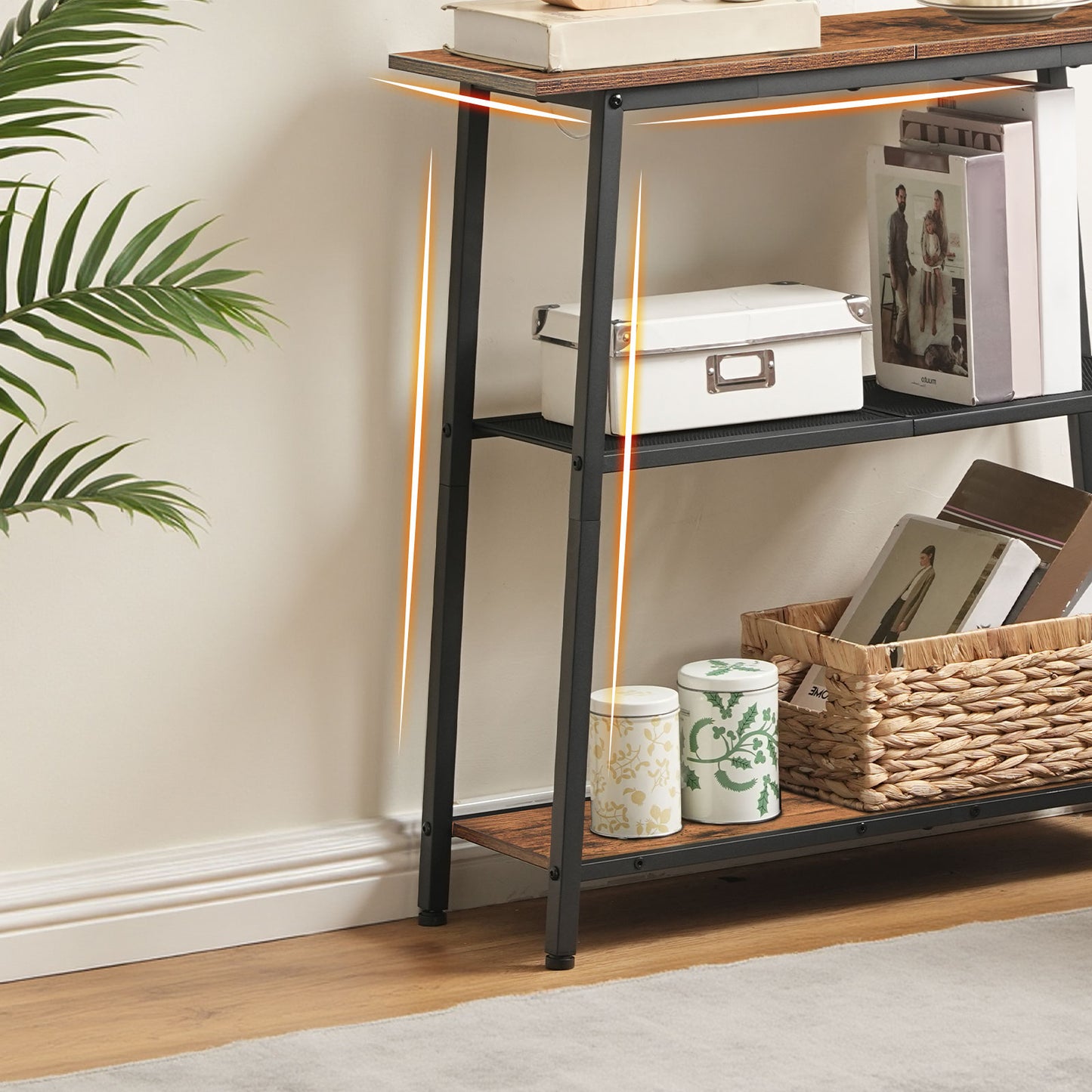 HOOBRO 30 inch 3-Tier Narrow Console Table with Storage Shelves