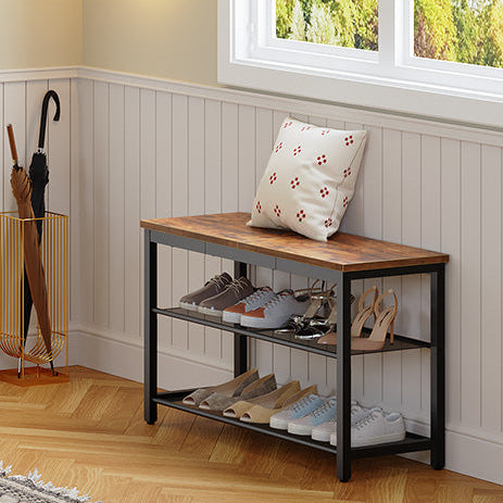 HOOBRO 29.5-inch Industrial Style 3-Tier Shoe Rack with Mesh Shelf