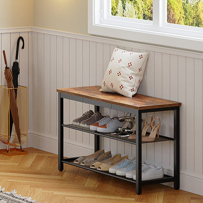 HOOBRO 29.5-inch Industrial Style 3-Tier Shoe Rack with Mesh Shelf