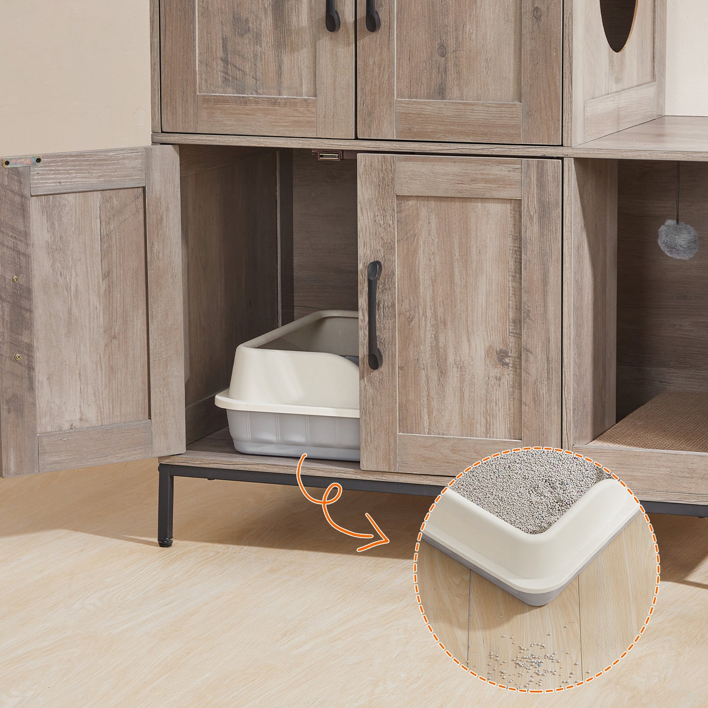 HOOBRO 2-in-1 Cat Litter Box Enclosure Furniture with Shelf