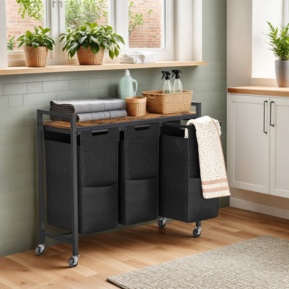 HOOBRO 3 × 11.5 Gal (43.5 L) Three-Tier Laundry Basket with Wheels