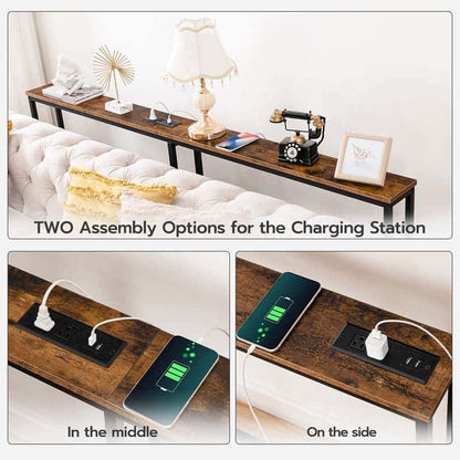 HOOBRO 63-inch Narrow Console Table with Charging Station
