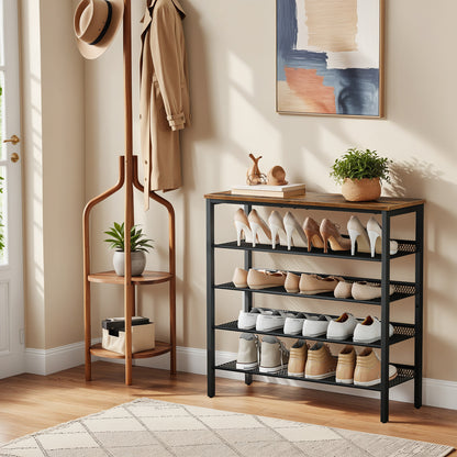HOOBRO 5-Tier Shoe Rack for Entryway with Adjustable Mesh Shelves