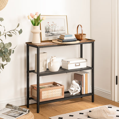 HOOBRO 29.5-inch 3-Tier Narrow Console Table with Shelves