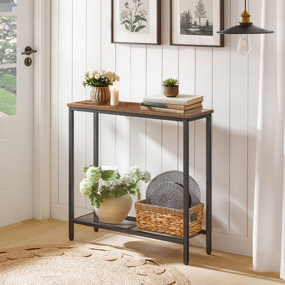 HOOBRO 29.5-inch Double-Layer Narrow Console Table with Shelves