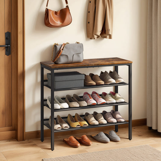 HOOBRO 4-Tier Shoe Rack with Adjustable Mesh Shelves