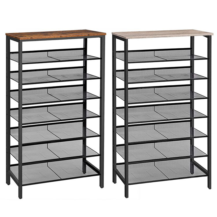 HOOBRO 8-Tier Shoe Rack, Large Capacity Shoe Shelf, Stable and Sturdy, Shoe Storage Organizer with Flat & Slant Adjustable Metal Shelves, Space Saver