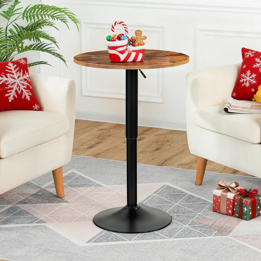 HOOBRO 27-35.4 Inch Height-Adjustable Round Bar Table with Sturdy Base