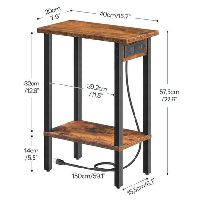 Small wooden table with dimensions labeled on a white background