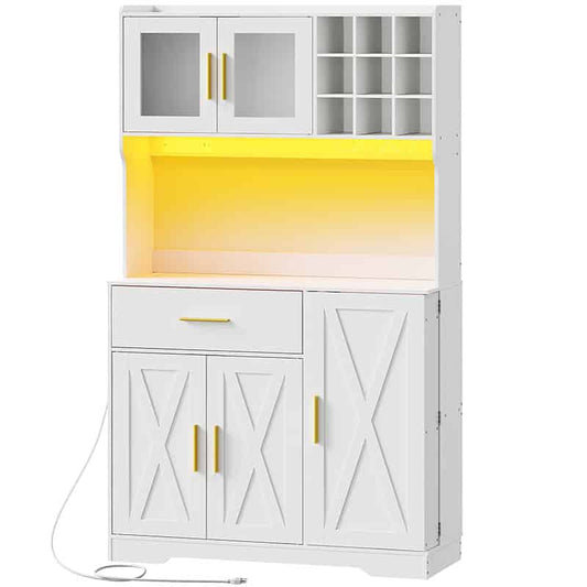 HOOBRO 71-inch Kitchen Pantry Cabinet with Charging Station