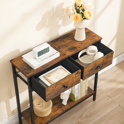 HOOBRO 29.5-inch Narrow Console Table with 2 Fabric Drawers
