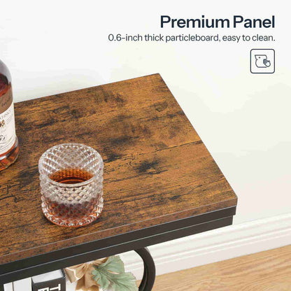Wooden table with a glass of whiskey and a bottle, featuring 'Premium Panel' text.