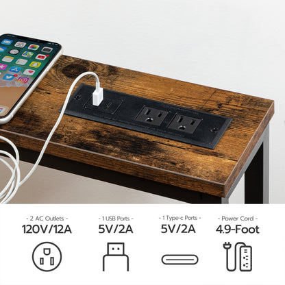 HOOBRO 47.2-inch Narrow Console Table with Power Outlet