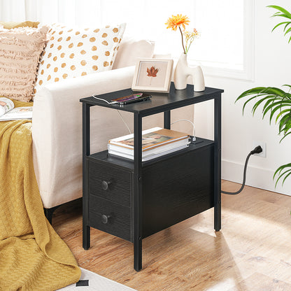 HOOBRO Narrow Side Table with Charging Station