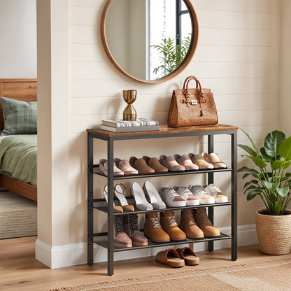 HOOBRO 4-Tier Shoe Rack with Adjustable Mesh Shelves