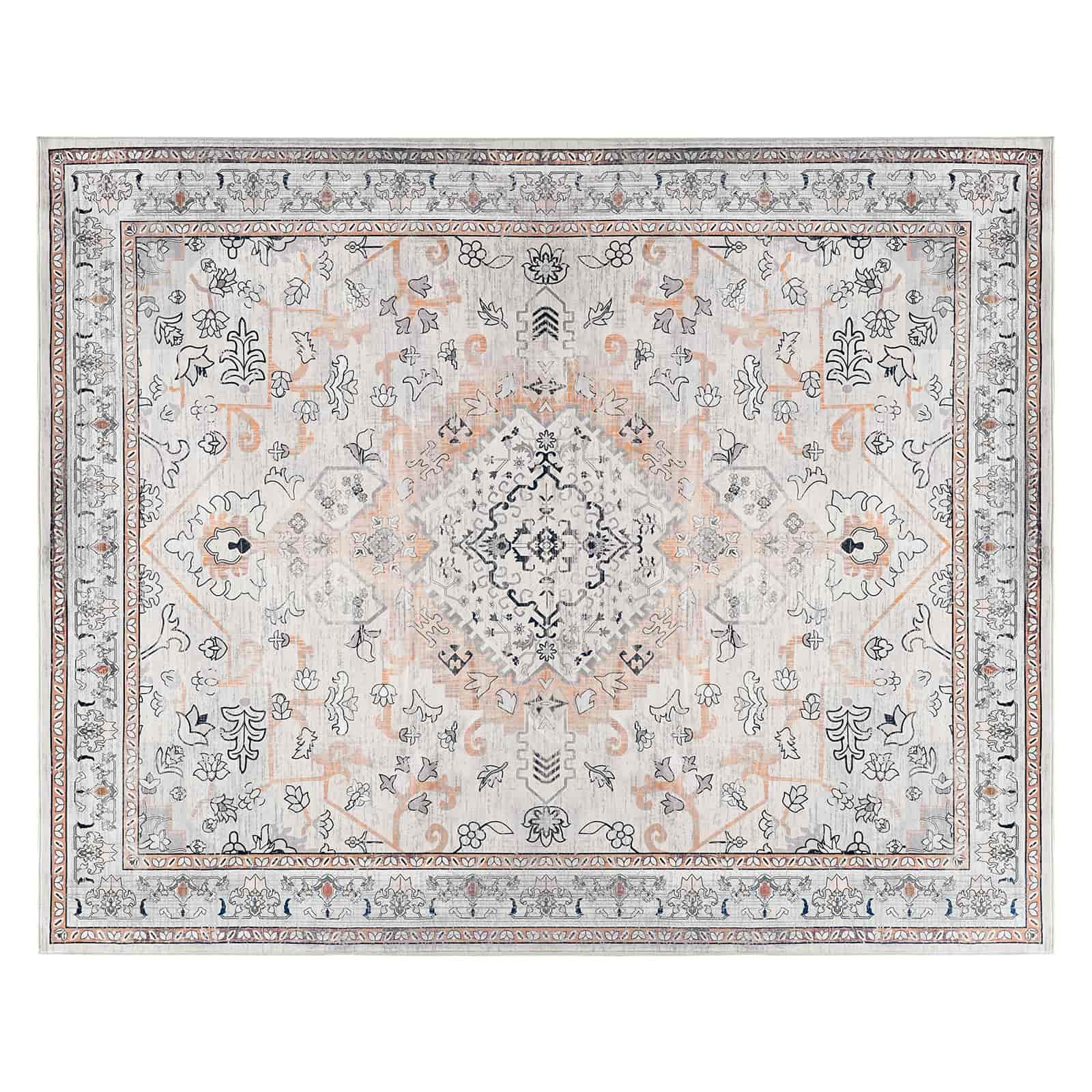 Decorative rug with intricate pattern on a white background