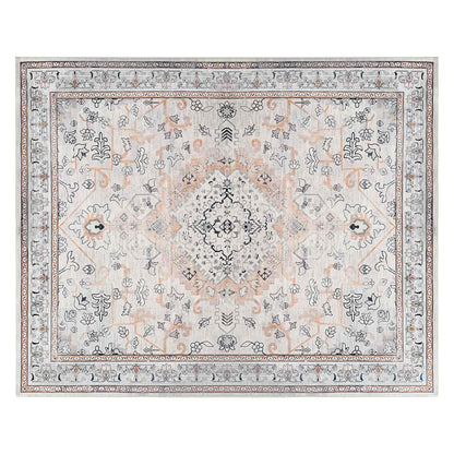 Decorative rug with intricate pattern on a white background
