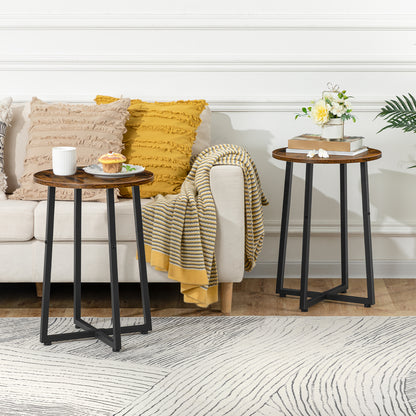 HOOBRO 15.7-inch Round Side Table with Sturdy Metal Pedestal