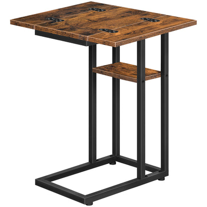 HOOBRO C-Type Folding Side Table with Storage Rack