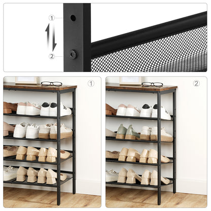 HOOBRO 4-Tier Shoe Rack with Adjustable Mesh Shelves