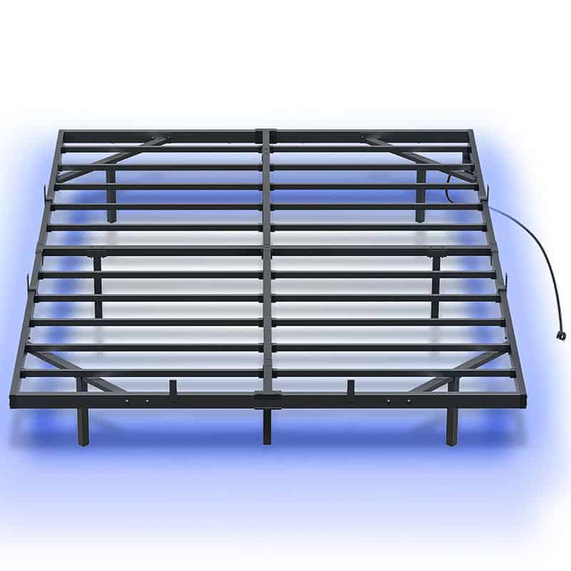 HOOBRO Full-Size Metal Floating Bed Frame with Charging Station & LED Light