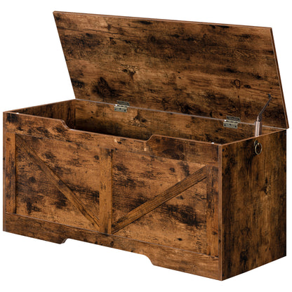 HOOBRO 39.4-inch Wooden Storage Bench with Safety Hinges