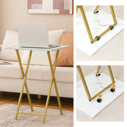 HOOBRO Marble Pattern Folding TV Tray Table for Small Space / 2PICS