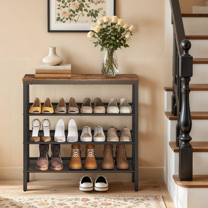 HOOBRO 4-Tier Shoe Rack with Adjustable Mesh Shelves