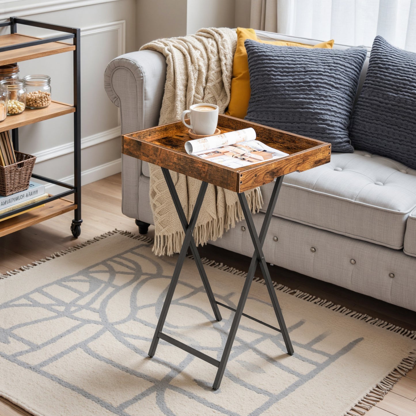 HOOBRO TV Tray Table with Removable Serving Tray