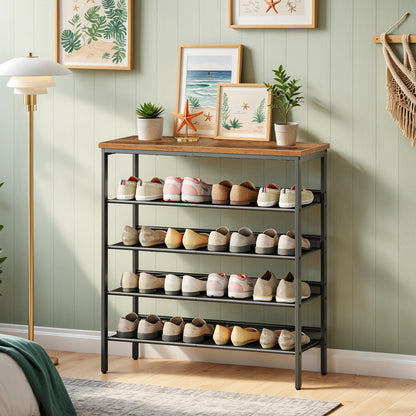 HOOBRO 5-Tier Shoe Rack for Entryway with Adjustable Mesh Shelves