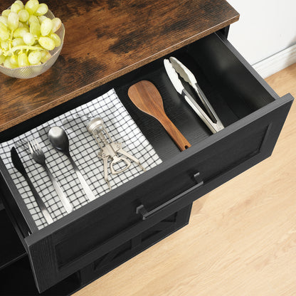 HOOBRO Open-Pack Movable Barn Door Kitchen Island with Power Outlet