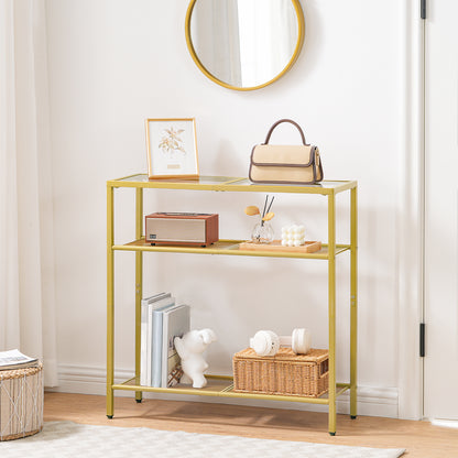 HOOBRO 29.5-inch 3-Tier Tempered Glass Narrow Console Table