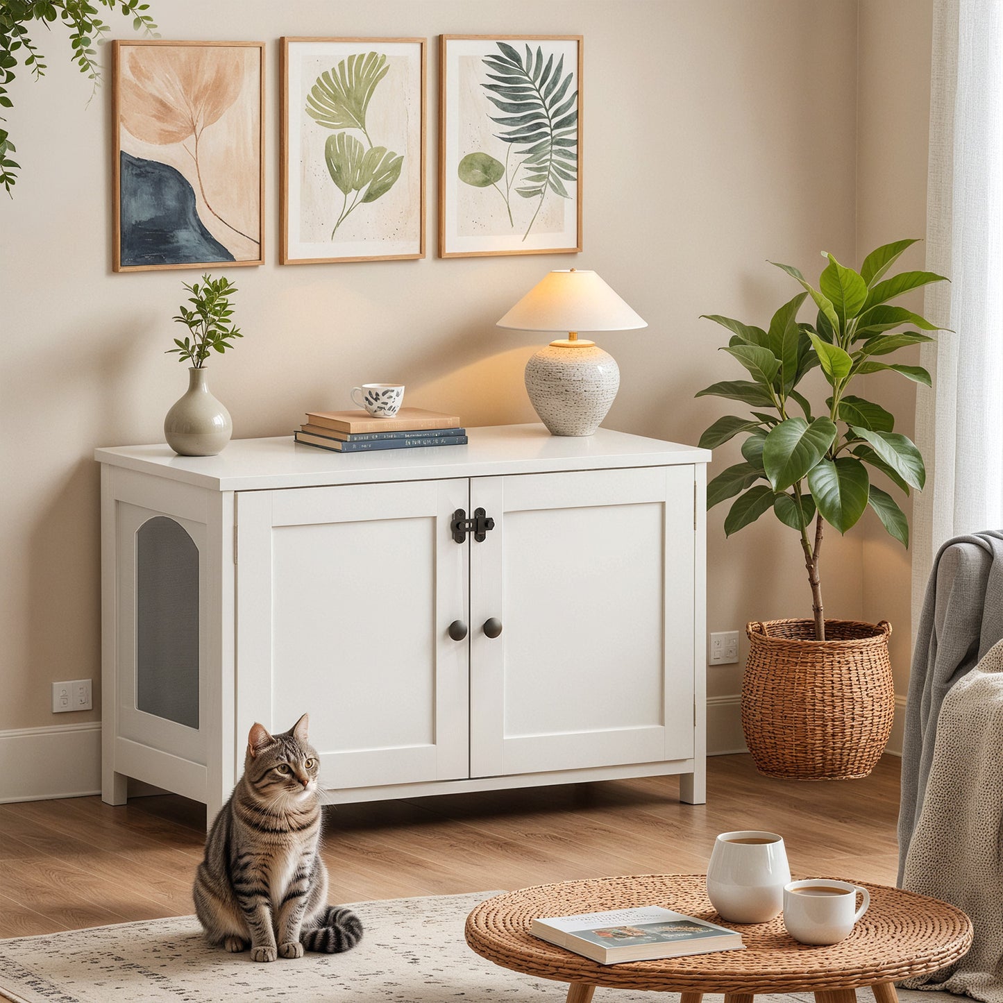 HOOBRO Cat Litter Box Enclosure with Removable Divider