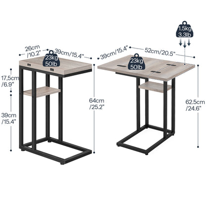 HOOBRO C-Type Folding Side Table with Storage Rack