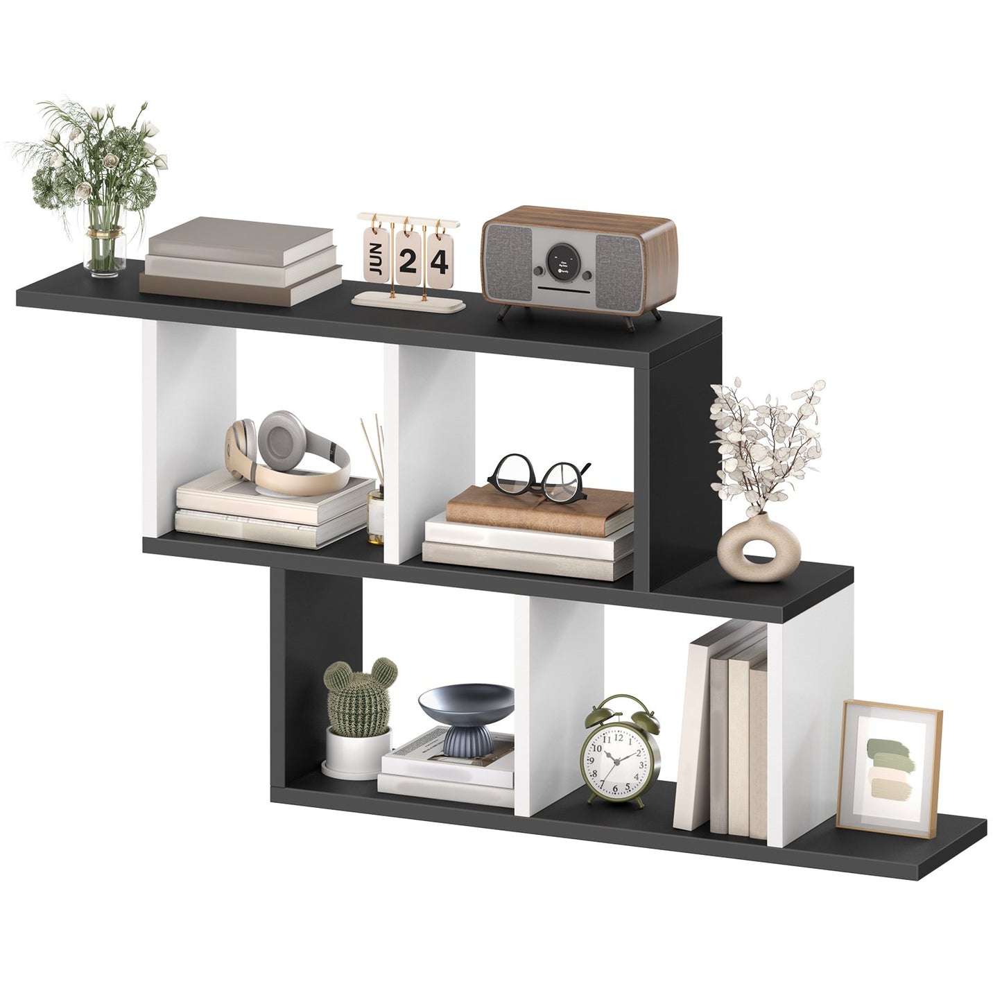 Size dimensions and load capacity diagram for the 3-tier wall mounted geometric display rack.