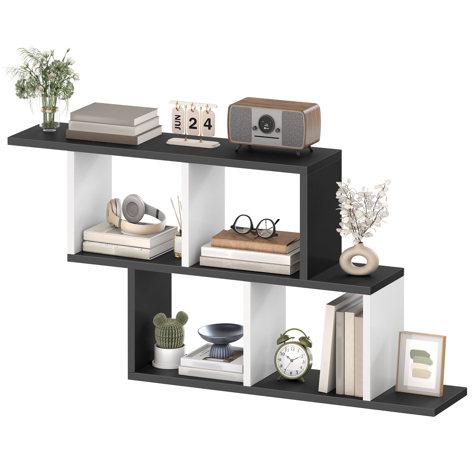Size dimensions and load capacity diagram for the 3-tier wall mounted geometric display rack.