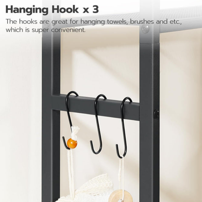 HOOBRO Retro Brown 5-Tier Toilet Above Shelf with Toilet Paper Holder & Hooks