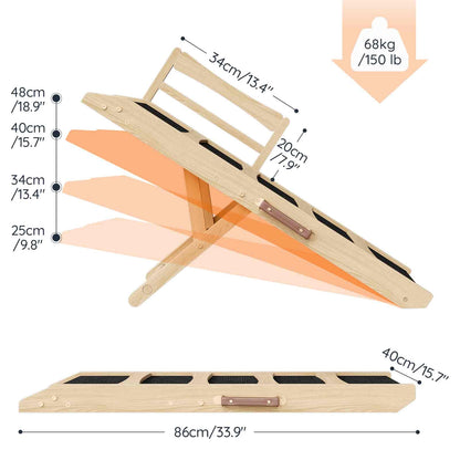 Wooden product with dimensions and weight capacity indicated on a white background