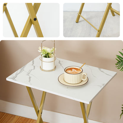 HOOBRO Marble Pattern Folding TV Tray Table for Small Space / 2PICS