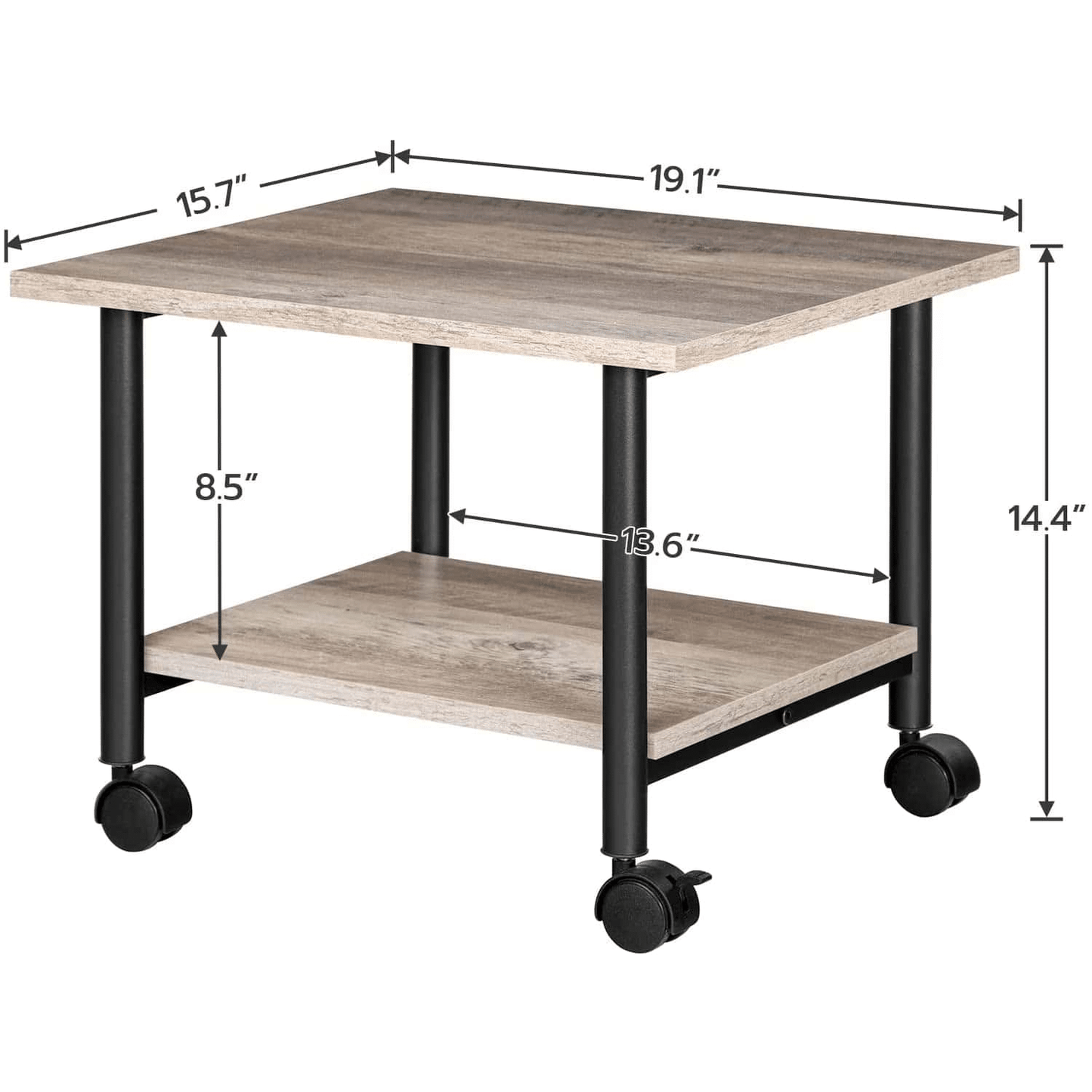 Table with dimensions labeled on a white background