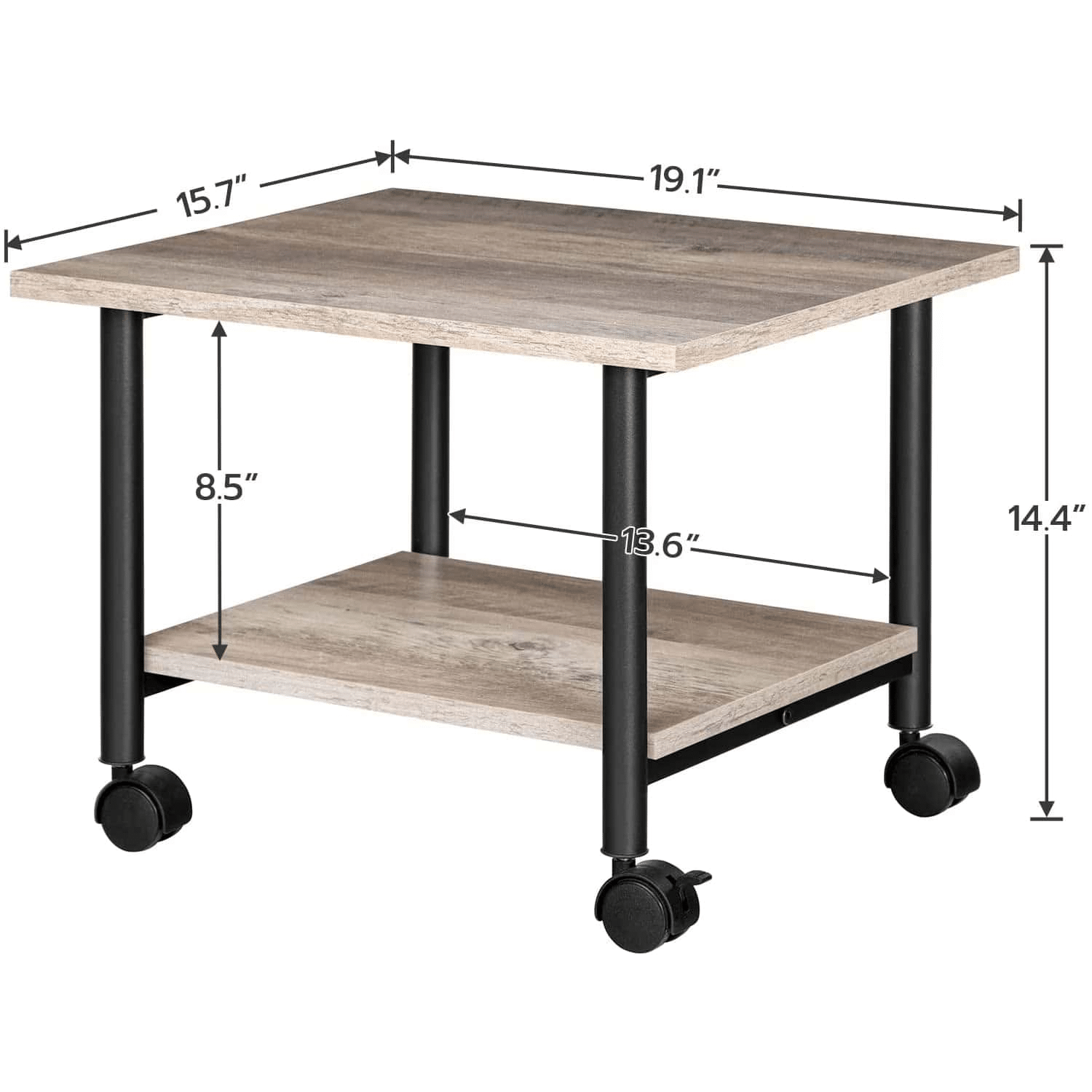 Table with dimensions labeled on a white background