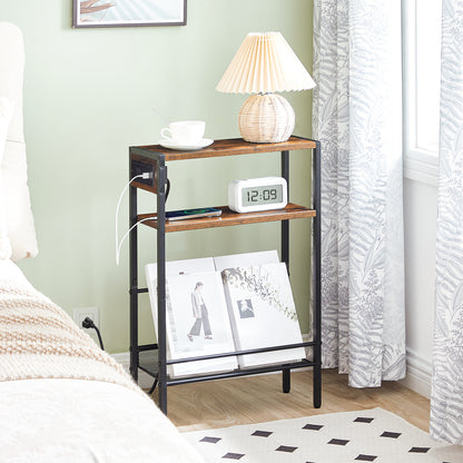 HOOBRO Small Narrow Side Table with Charging Station