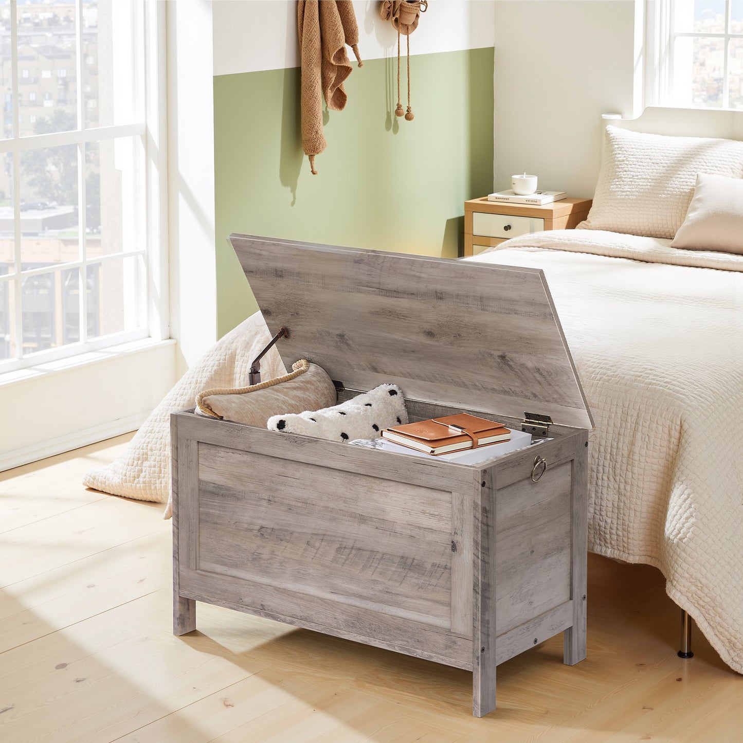 HOOBRO Wooden Multifunctional Toy Storage Box