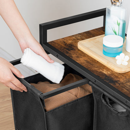 HOOBRO 3 × 11.5 Gal (43.5 L) Three-Tier Laundry Basket with Wheels