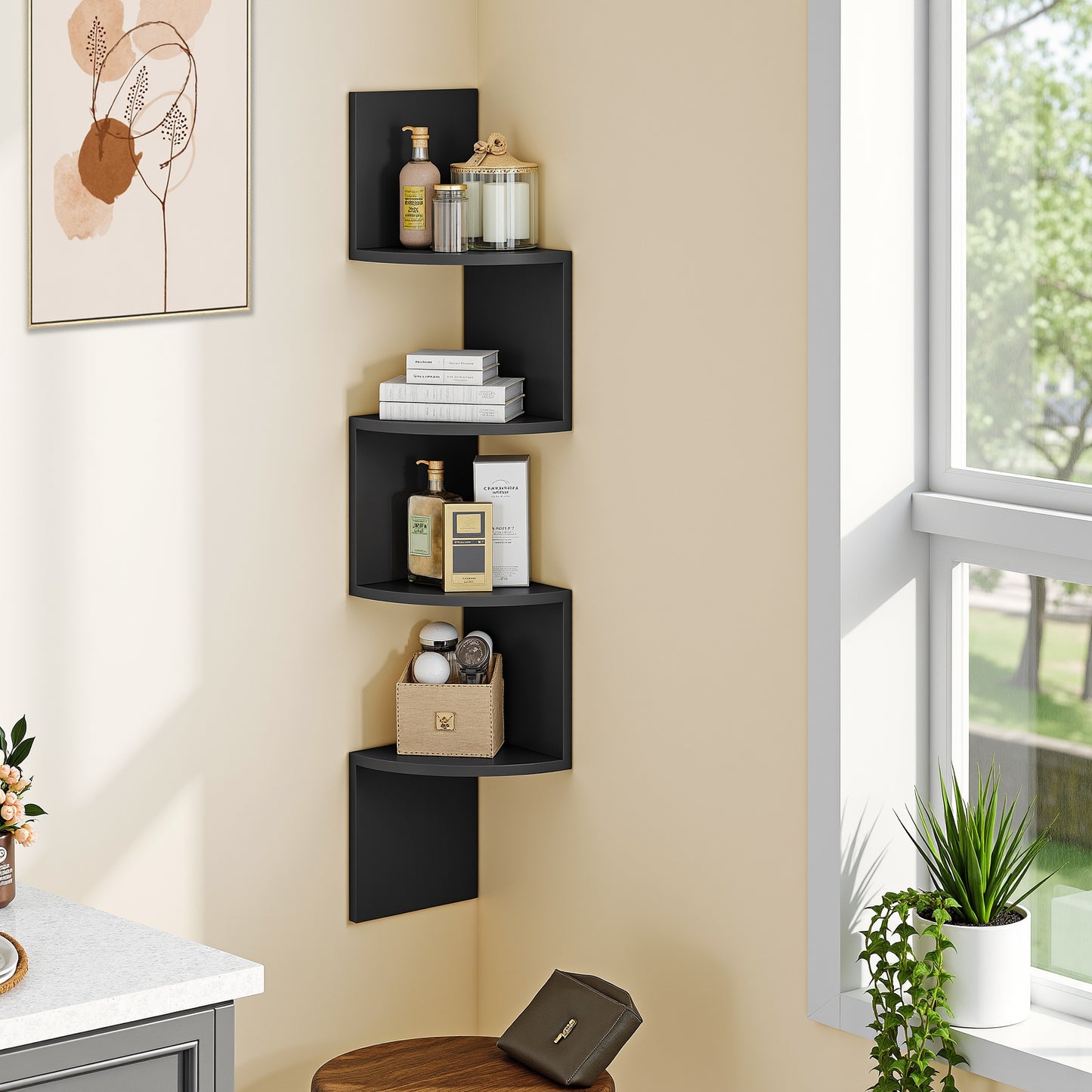 HOOBRO 4-Tier Wall-Mounted Corner Shelf / 2pics