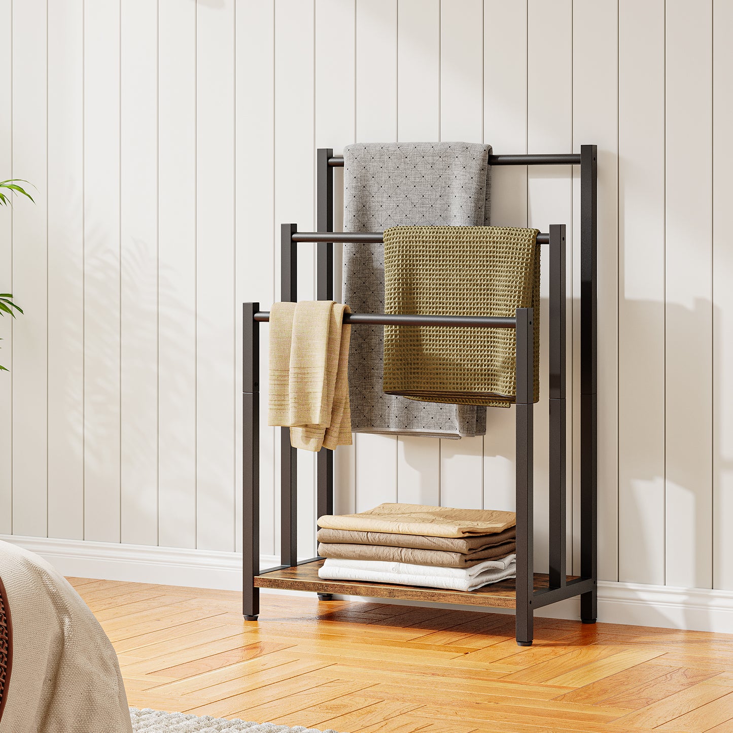 HOOBRO 3-Tier Free Standing Towel Rack with Shelf