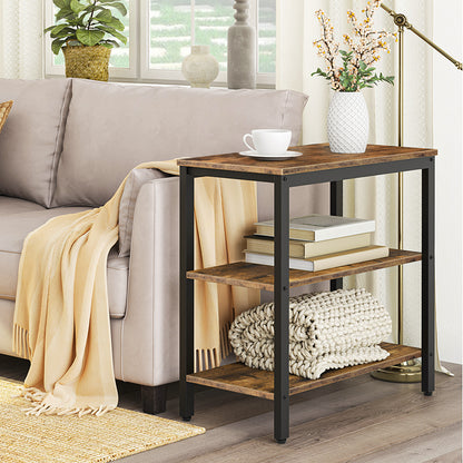 HOOBRO Narrow End Table with 3-Tier Storage Shelf