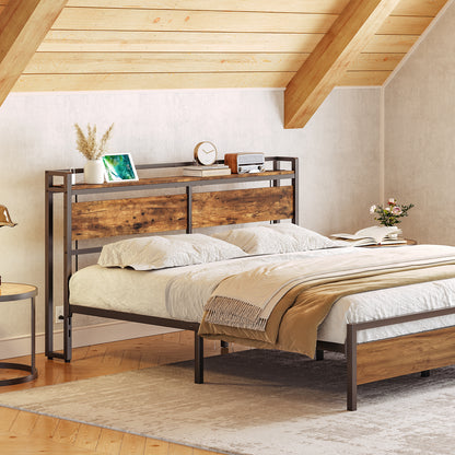 HOOBRO Height-Adjustable Queen Size Headboard with 2 Power Outlets & 4 USB Ports